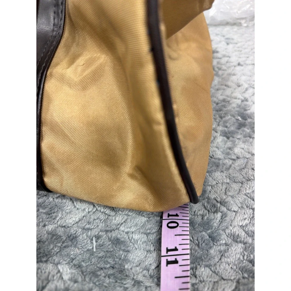 Pierre Cardin Vintage Duffle Bag Tan Nylon Brown Trim Weekender Travel Luggage